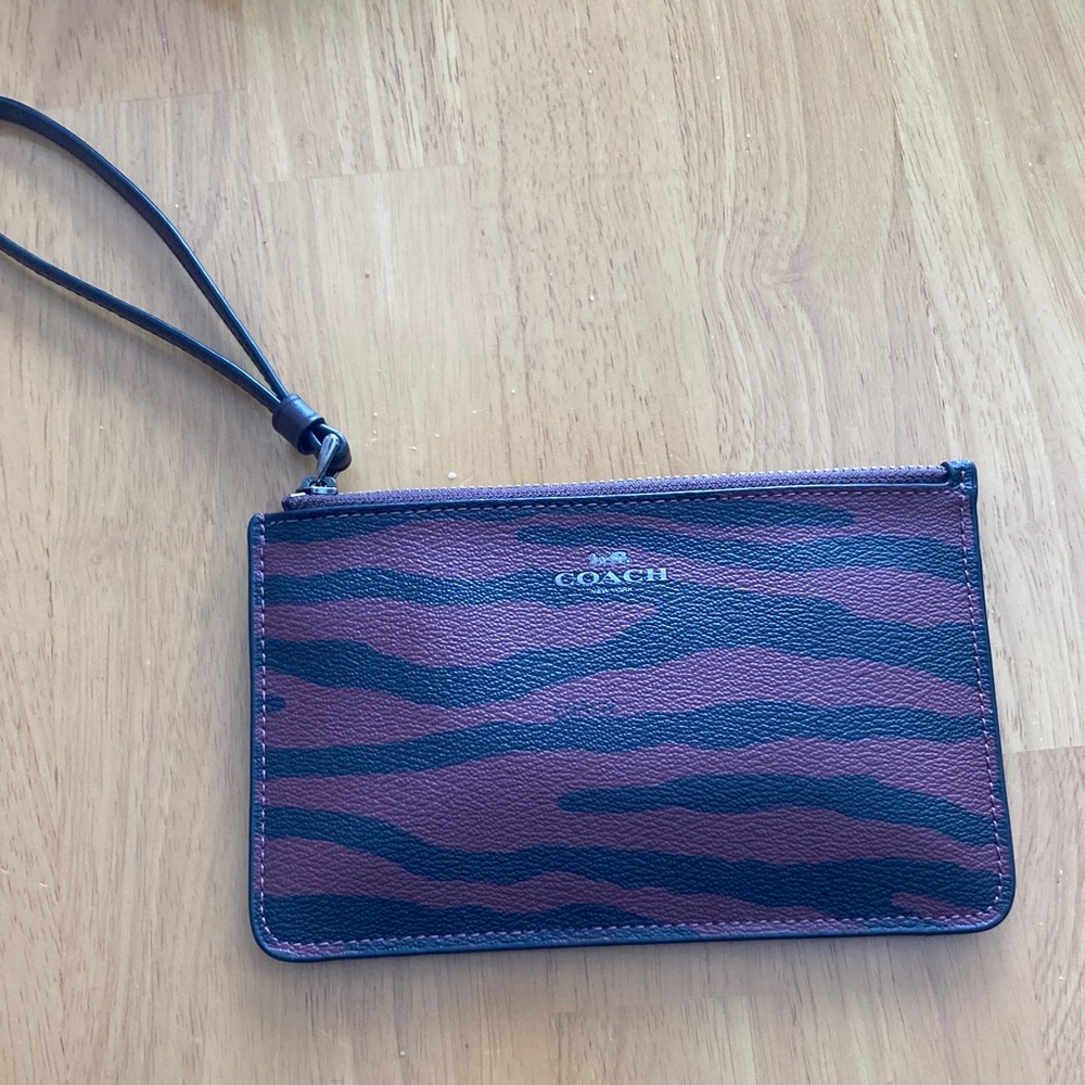 Coach Black and Maroon striped wristlet
